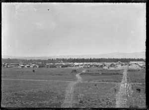 Part 1 of a 2-part panorama of the Featherston Military Camp, circa 1916.