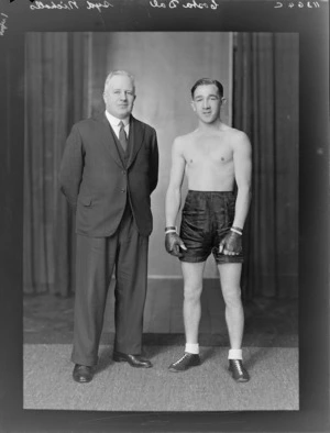 Boxer, Mr Costa Dal with his trainer, Mr Syd Nicholls