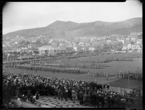 Anzac Day parade of armed forces at Basin Reserve, Wellington