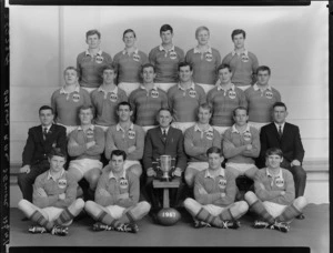 Onslow Rugby Football Club 1967 team, senior 1st XV with cup