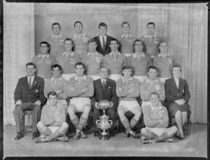 Onslow Rugby Football Club 1962 senior team with trophy