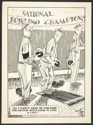 Lodge, Nevile Sidney, 1918-1989 :Oh, I always wear an arm band for anyone who's going to lose a life. [National Bowling Championship] 1963