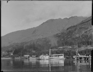 Passenger steam paddle boat with other boats on Lake Wakatipu, Queenstown-Lakes District