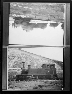 Steam engine locomotives, image on the right, locomotive pulling Nelson Bros Ltd carriages, unidentified location