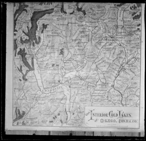 Copy of an old map, The Interior Cold Lakes of Otago New Zealand - Photolithography at the General Survey Office, Wellington NZ, September 1888, James McKerrow, Surveyor General