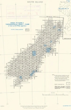 Index to NZMS 2 topographical series 1:25,000 (0.4 miles to 1 inch approx). South Island [electronic resource].