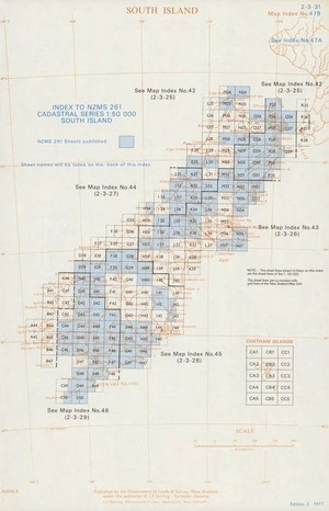 Index to NZMS 261 cadastral series 1:50 000. South Island [electronic resource].