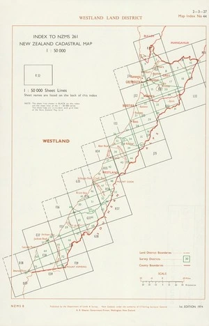 Index to NZMS 261 New Zealand cadastral map 1:50 000. Westland Land District [electronic resource].