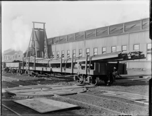 Railway wagons and train sheds at Dunedin rail yards, Otago Region