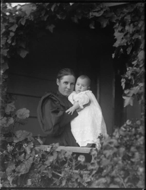 Lydia Williams with Edgar or Owen as a baby, Maitland Street, Dunedin
