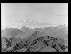 View of mountain peaks possibly from Ben Lomond, Otago /West Coast District