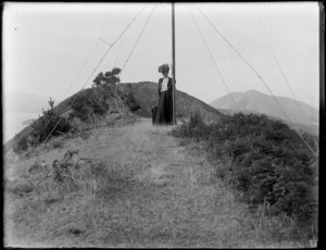 Lydia Williams on top of a hill above Queen Charlotte Sound, Marlborough Sounds