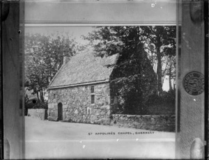 Copy of a photograph by W B & Sons of Saint Appolines small medieval Chapel built 1392 on Guernsey Island, taken during Williams' European trip