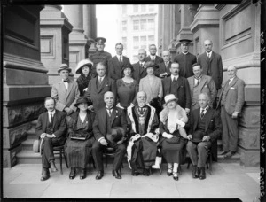 Civic reception for Lord Mayor of San Francisco, Mr J Rolph, Wellington Town Hall