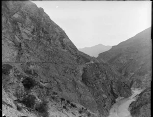 View of [Skipper Canyon Road?] above the [Shotover River?], Queenstown District, Central Otago Region