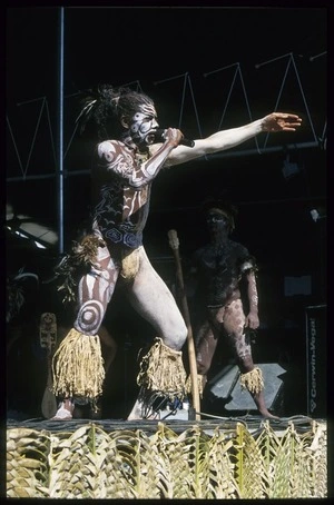 Easter Island (Rapanui) man performing at the 8th Festival of Pacific Arts, Noumea, New Caledonia