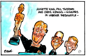 Evans, Malcolm Paul, 1945- :'Annette King, Phil Twyford and Chris Hipkins - winners in Labour reshuffle' 25 February 2013
