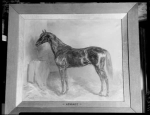 Photograph of a 1901 painting by Mary E Berkeley-Morton of the horse Advance