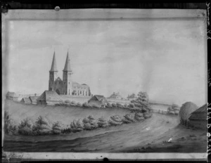 Photograph of a [1801?] watercolour by [G N ?] of [a church in Great Britain?]