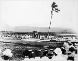 Unveiling of a memorial stone at Mulinu'u, Samoa