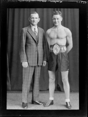 Boxer, Mr T Morgan wearing Truth Belt, with Pat Conuns