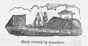 Polack, Joel Samuel, 1807-1882 :Sheds erected by travellers. [1840]