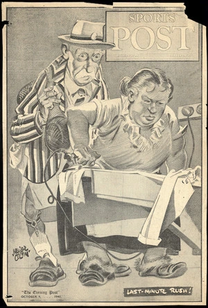 Colvin, Neville Maurice, 1918-1992:Last-minute rush! Sports Post cover, 9 October 1948.