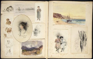 Various artists :[Hodgkins family album. Sketches by William Mathew Hodgkins and Frances Mary Hodgkins. 1880-90s].