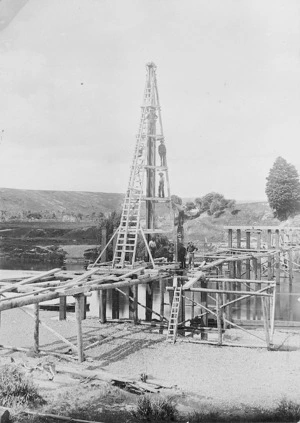 Construction of a bridge in Apiti