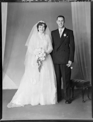 Unidentified bride and groom, probably Milne family wedding