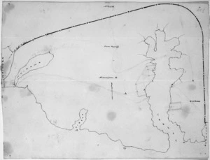 Mantell, Walter Baldock Durrant 1820-1895 :[Map of Akaroa and Banks Peninsula west to Peraki, Lake Forsyth (Wairewa) and Lake Ellesmere (Waihora). 1848]