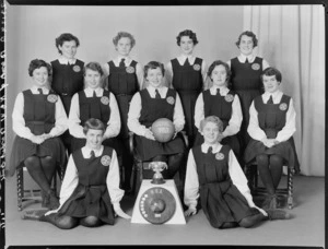 Bank of New South Wales, women's basketball team with cup and shield