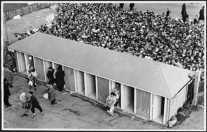 Crowd at the entry gates, Athletic Park, Wellington