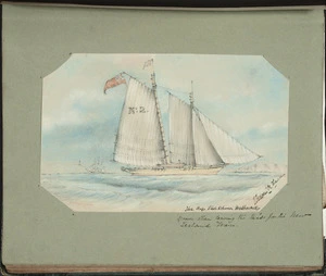 Fraser, I T[allon?] B, fl 1860s :The 'Rip' Pilot Schooner, Melbourne. Drawn when leaving the Heads for the New Zealand Wars. / I. Tallon B. Fraser [1863?]