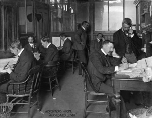 View of the reporters room at the Auckland Star Newspaper