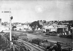 Scene in Oamaru with railway yards