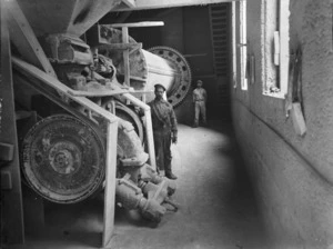 View of the clinker grinding mills at John Wilson & Co Ltd's Auckland cement factory