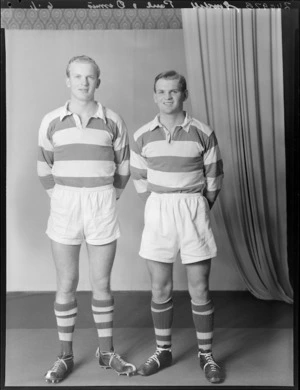 Paul and Dennis Tindill, members of the Marist Brothers Rugby Football Club, senior A champs team of 1963
