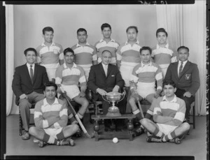 Wellington Indian Sports Club, hockey team 1963, with trophy