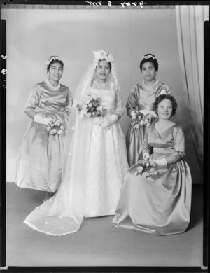 Unidentified bride and bridemaids, probably Gray family wedding