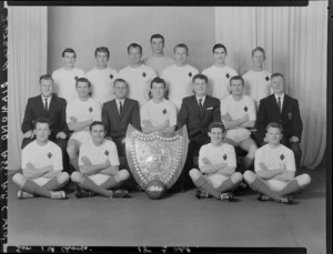 Diamond Association Football Club, [Wellington?], 1964 team, seniors, 1st division shield winners