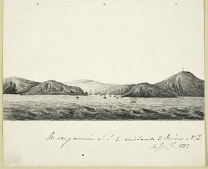 Wynyard, Robert Henry, 1802-1864 :Monganui, S.S.E. distant 2 miles N.Z., 14 Jan[uar]y 1852.