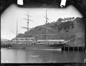 The sailing ship Kirkdale berthed at Port Chalmers.