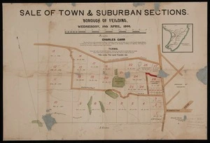 Sale of town & suburban sections, Borough of Feilding : Wednesday, 19th April, 1899 / Frank Owen, surveyor.