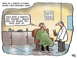 Hawkey, Allan Charles, 1941- :Price of a haircut is rising faster than inflation - NZIER. 2 April 2013