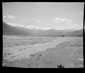 Mount Hooker trip, view from the Landsborough River to the Clarke Valley, Mt McCullaugh and Mt Hooker, West Coast Region