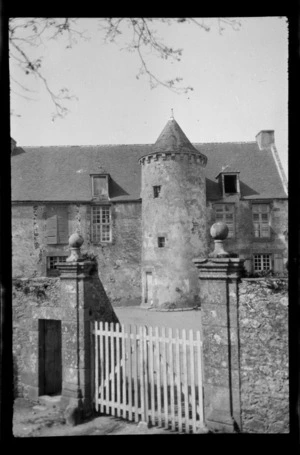 Chateau with tower, including gates in the foreground, Dinard, Brittany, France