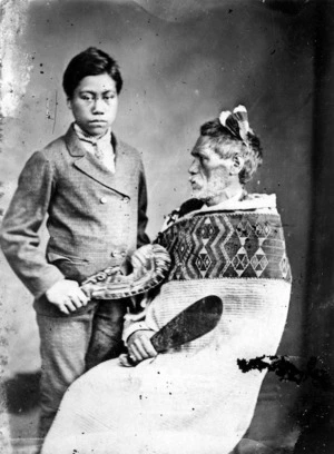 Pulman, Elizabeth, 1836-1900 (Photographer) : Rewi Manga Maniapoto, with his adopted son