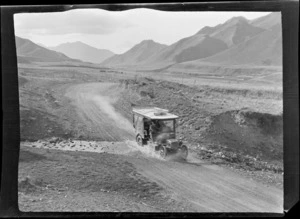 Service car crossing stream, Hamner Springs, Hurunui district, Canterbury region