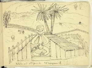 Crawford, James Coutts, 1817-1889 :Potata pit at Pipiriki, Whanganui R[iver. 25 December 1861]